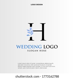 H Beauty vector initial logo, handwriting logo of initial signature, wedding, fashion, jewerly, boutique, floral and botanical with creative template for any company or business.