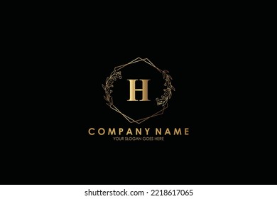 H Beauty vector initial logo, handwriting logo of initial signature, wedding, fashion, jewerly, boutique, floral and botanical with creative template for any company or business.