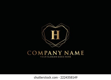 H Beauty vector initial logo, handwriting logo of initial signature, wedding, fashion, jewerly, boutique, floral and botanical with creative template for any company or business.