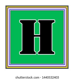 H black letter with a green background - vector