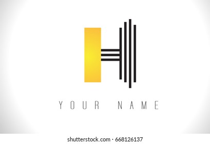 H Black Lines Letter Logo. Creative Line Letters Design Vector Template.