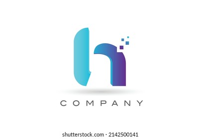 H blue dot alphabet letter logo design. Creative icon template for business and company