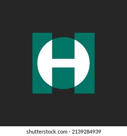 H bold letter mark logo vector illustration. White and green Concept design