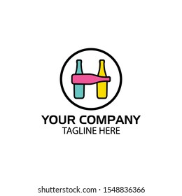 H bottle stock logo template., flat design. letter H, colorful.