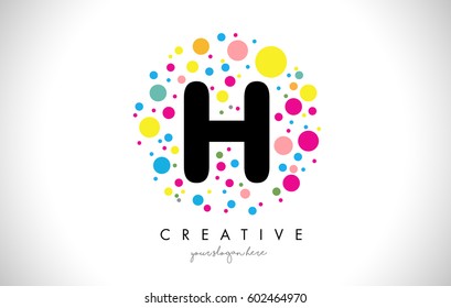 H Bubble Dots Letter Logo Design with Rainbow Creative Colorful Bubbles.