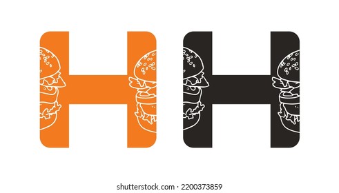 H Burger Logo Vector Icon Symbol Template. Burger Logo Vector. Food Logo