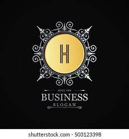 H Business Logo , Monogram design elements, line art logo design. Beautiful Boutique Logo Designs, Business sign, Restaurant, Royalty, Cafe, Hotel, Heraldic, Jewelry Fashion, Wine. Vector illustration