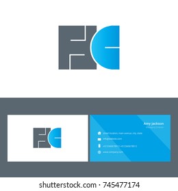 H C bold letter design vector with business card template