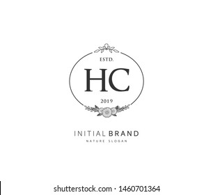 H C HC Beauty vector initial logo, handwriting logo of initial signature, wedding, fashion, jewelry, boutique, floral and botanical with creative template for any company or business.
