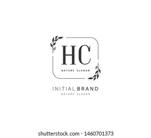 H C HC Beauty vector initial logo, handwriting logo of initial signature, wedding, fashion, jewelry, boutique, floral and botanical with creative template for any company or business.