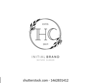 H C HC Beauty vector initial logo, handwriting logo of initial signature, wedding, fashion, jewerly, boutique, floral and botanical with creative template for any company or business.