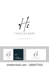 H C HC initial handwriting logo template vector.  signature logo concept