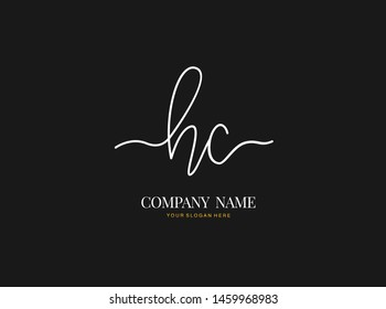 H C HC Initial handwriting logo design with circle. Beautyful design handwritten logo for fashion, team, wedding, luxury logo.