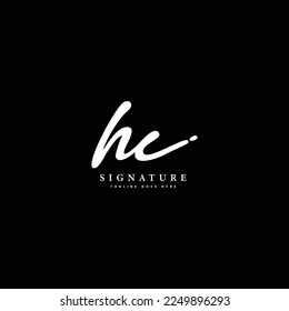 H, C, HC Initial letter handwriting and signature vector logo
