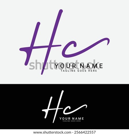 H, C, HC Initial letter logo. Alphabet HC Handwritten Signature logo