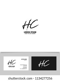 H C Initial brush logo vector template