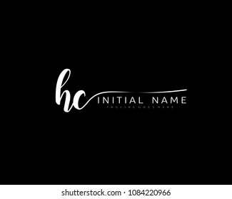 H C Initial handwriting logo vector. Hand lettering for designs.