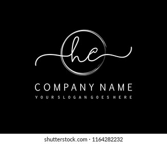 H C Initial handwriting logo vector