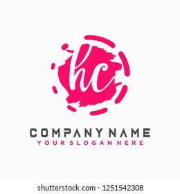 H C Initial handwriting logo vector