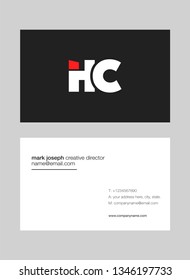 H C letters Joint logo icon with business card vector template.
