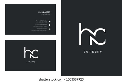 H & C line logo joint letter design with business card template