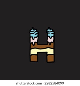h from cake vector alphabet and number