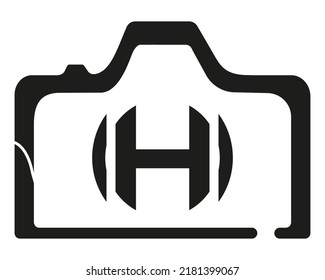 Logo-Design-Symbol der H-Kamera, Vektorvorlage.