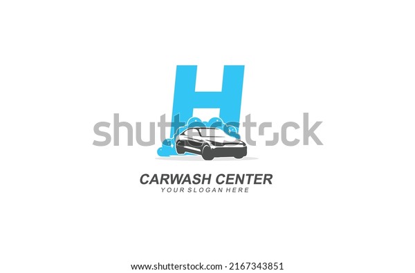H Car wash logo design inspiration. Vector letter\
template design for brand.