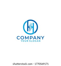 h letras de logotipo de círculo con diseño de icono de vector de columna