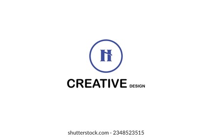H circle style creative minimal brand company blue logo design.