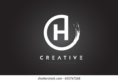 H Circular Letter Logo with Circle Brush Design and Black Background.