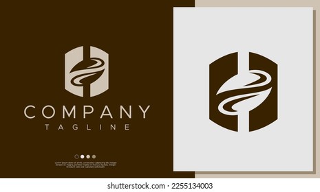 H coffee letter logo design. Minimalist H letter coffee logo template.