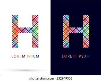 H ,colorful Font ,designed Using Colors Line On White And Black Background, Concept Wicker,basket ,woven, Ribbons,happy,fun,fantasy,logo, Symbol, Icon, Graphic, Vector.