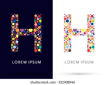 H ,Colorful font, designed using colorful dot graphic vector.