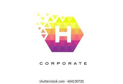 H Colorful Hexagonal Letter Logo Design with Mosaic Rainbow Pattern.