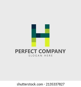 H bunter Pixel monogramm Vektorlogo.  Logo für Produkt, Marke, Unternehmen und Organisation.