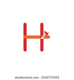 H combination mark logo design with bird