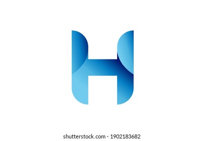 H creative blue gradient alphabet letter logo for branding and business. Design for lettering and corporate identity. Professional icon template