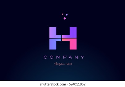 h creative color blue background pink purple blue magenta alphabet letter company logo vector icon design
