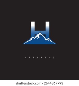 H Creative Mountain Logo Bold Gradient Letter mark Branding Design for Business Outdoor Brands