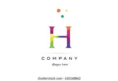h creative rainbow colors colored alphabet company letter logo design vector icon template