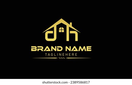 H D DH HD in vector for construction, home, real estate, building, property. Minimal awesome trendy professional logo design template on black background.