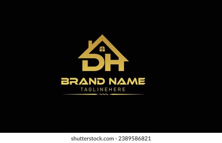 H D DH HD in vector for construction, home, real estate, building, property. Minimal awesome trendy professional logo design template on black background.