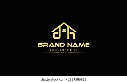 H D DH HD in vector for construction, home, real estate, building, property. Minimal awesome trendy professional logo design template on black background.
