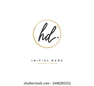 H D HD Beauty vector initial logo, handwriting logo of initial signature, wedding, fashion, jewerly, boutique, floral and botanical with creative template for any company or business.