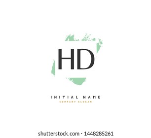 H D HD Beauty vector initial logo, handwriting logo of initial signature, wedding, fashion, jewerly, boutique, floral and botanical with creative template for any company or business.