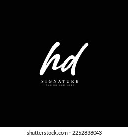 H, D, HD Initial letter handwriting and signature vector logo