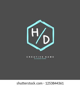 H D HD Initial logo template vector. Letter logo concept