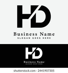 H, D, HD letter Logo Design. Alphabet HD initial logo vector Illustration