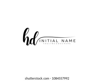 H D Initial handwriting logo vector. Hand lettering for designs.